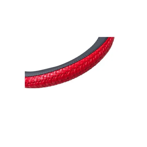 Husa volan auto imitatie piele negru cu rosu marime M 37-38 cm — imaginea 2