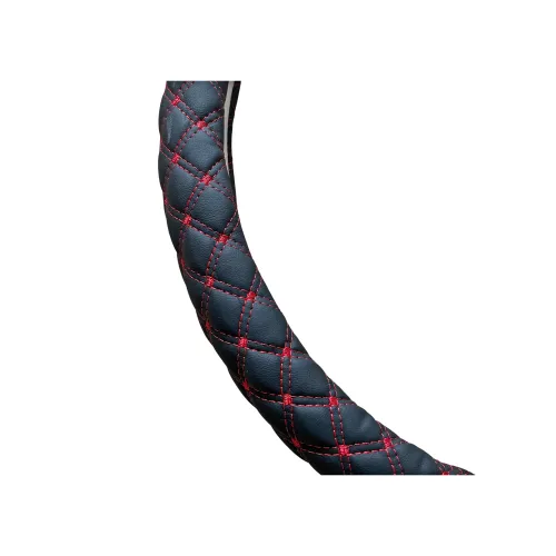 Husa volan auto imitatie piele negru cusatura rosie marime M 37-38 cm — imaginea 5