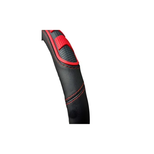 Husa volan auto imitatie piele si silicon negru cu rosu marime M 38 cm — imaginea 4