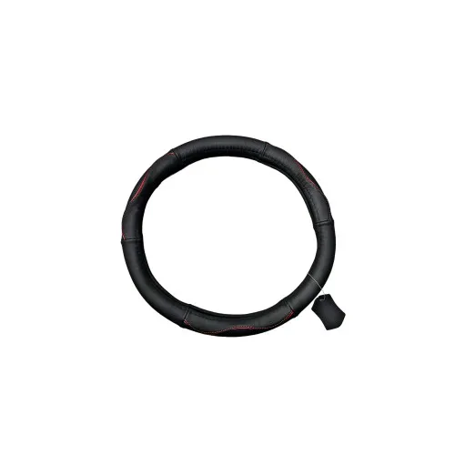 Husa volan auto piele naturala perforata negru cu rosu marime M 37-38 cm