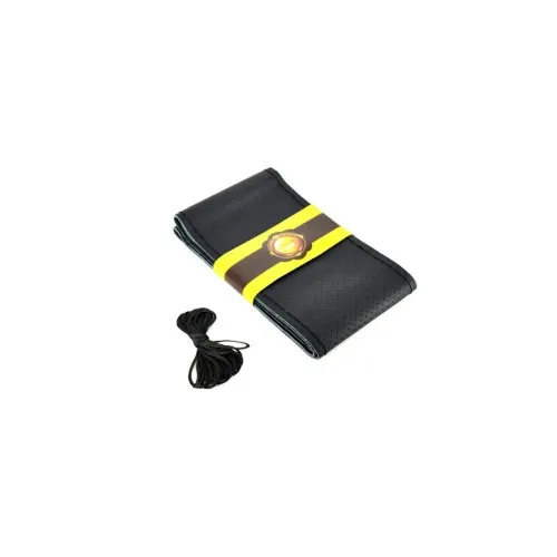 Husa volan auto piele perforata premium cu ac si ata negru marime M 38 cm — imaginea 2