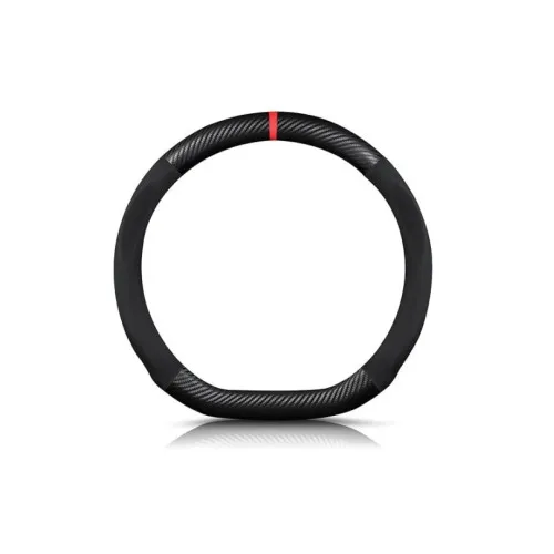 Husa volan auto sport tesita imitatie piele si carbon marime M 37-39 cm