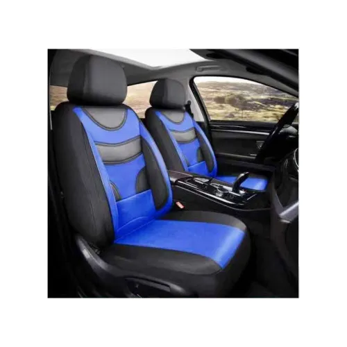 Huse Auto Universale 11 Piese fractionate Negru cu Albastru Compatibile Scaune Fata si Spate — imaginea 2