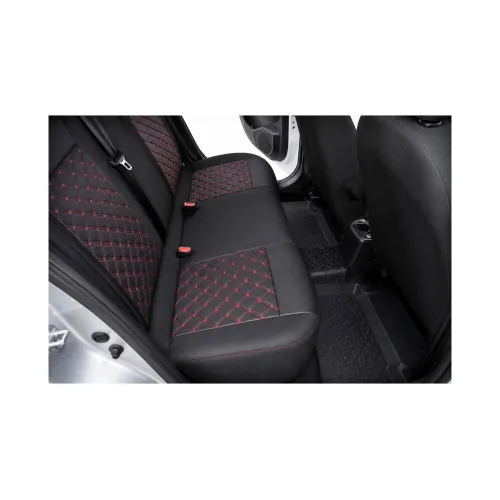 Huse scaune auto compatibile Dacia Logan III Acces si Essential 2020-> fara cotiera sofer spatar bancheta fractionat 2+1 Premium Imitatie Piele Romb — imaginea 2
