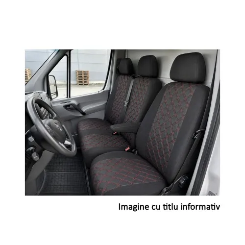 Huse scaune auto compatibile Mercedes Sprinter III 2018-> 2+1 cu decupaj cotiera Premium Imitatie Piele Romb