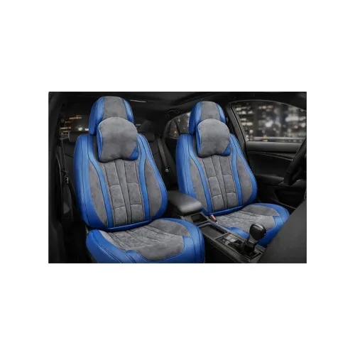 Huse scaune auto universale fractionate 9D Premium fata si spate albastru gri antracit — imaginea 6