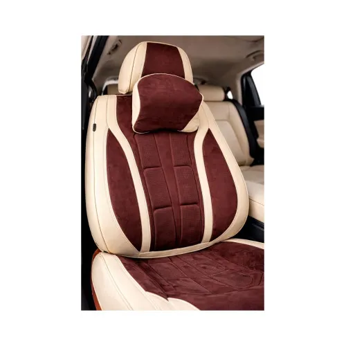 Huse scaune auto universale fractionate 9D Premium fata si spate bej maro cafea — imaginea 2