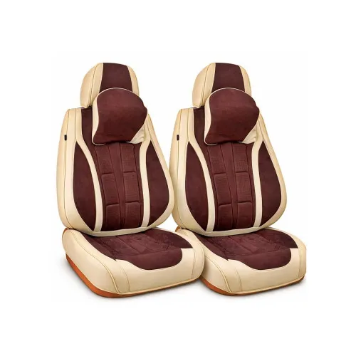Huse scaune auto universale fractionate 9D Premium fata si spate bej maro cafea — imaginea 4