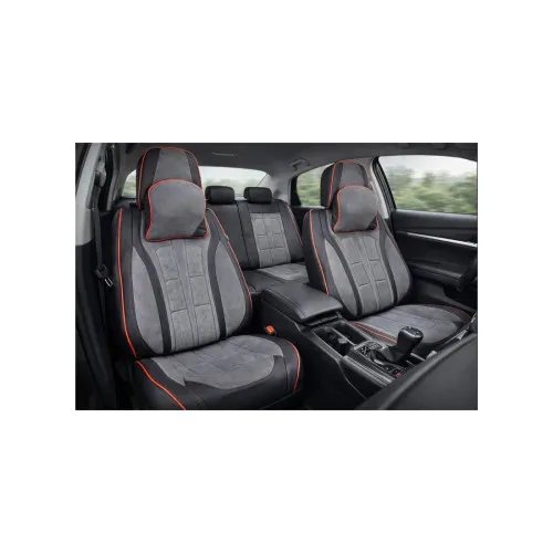 Huse scaune auto universale fractionate 9D Premium fata si spate negru cusatura rosie — imaginea 7