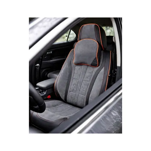 Huse scaune auto universale fractionate 9D Premium fata si spate negru cusatura rosie — imaginea 2