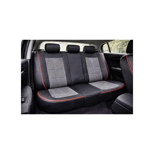 Huse scaune auto universale fractionate 9D Premium fata si spate negru cusatura rosie — imaginea 5