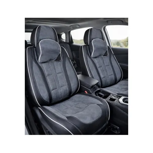 Huse scaune auto universale fractionate 9D Premium fata si spate negru gri antracit cusaturi gri