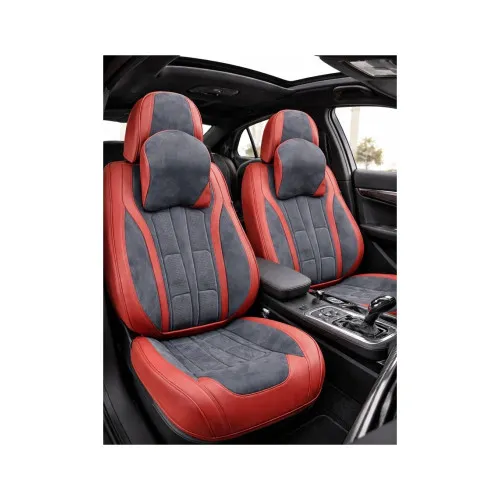 Huse scaune auto universale fractionate 9D Premium fata si spate rosu gri antracit