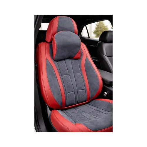 Huse scaune auto universale fractionate 9D Premium fata si spate rosu gri antracit — imaginea 2