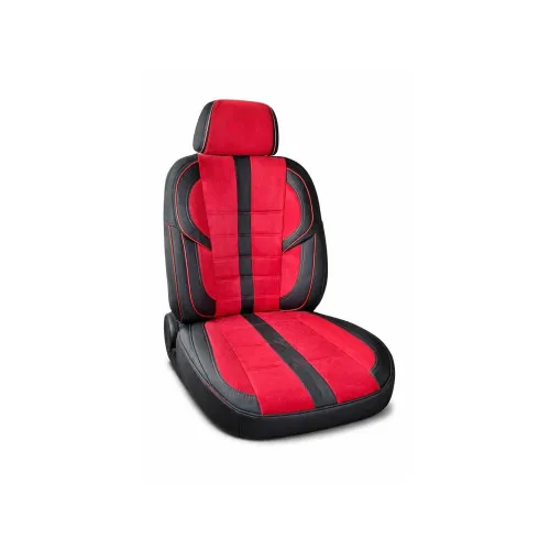 Huse scaune auto universale fractionate imitatie alcantara si imitatie piele negru rosu diverse cusaturi — imaginea 4