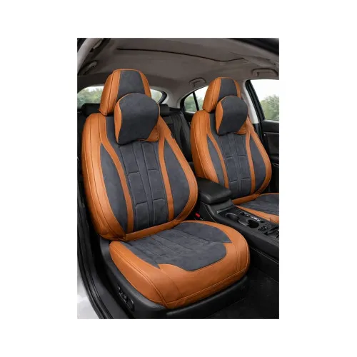 Huse scaune auto universale fractionate Premium 9D fata si spate maro gri antracit