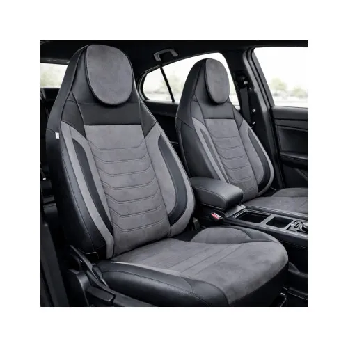 Huse scaune auto universale fractionate Premium cu tetiera fata incorporata negru cu gri