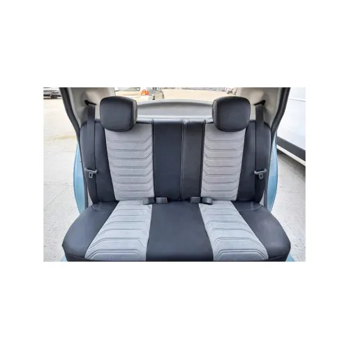 Huse scaune auto universale fractionate Premium cu tetiera fata incorporata negru cu gri — imaginea 5