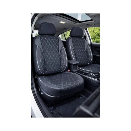 Huse scaune auto universale fractionate XL Premium compatibile SUV si Limuzine negru cusatura gri