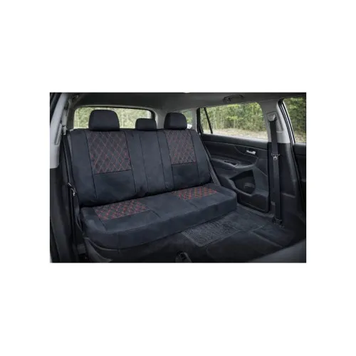 Huse scaune auto universale fractionate XL Premium compatibile SUV si Limuzine negru cusatura rosie — imaginea 4