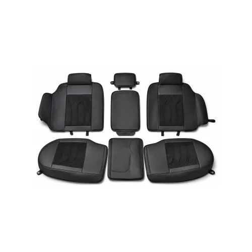 Huse scaune auto universale Premium 9D negre imitatie piele material tip Alcantara — imaginea 6