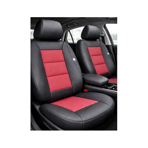 Huse scaune auto universale premium cu bancheta spate fractionata negru rosu