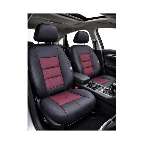 Huse scaune auto universale premium cu bancheta spate fractionata negru rosu