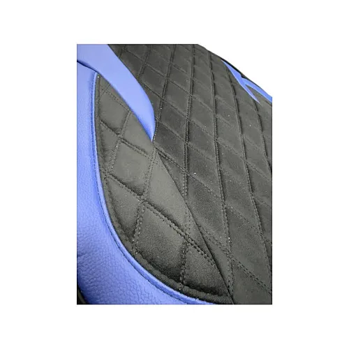 Huse scaune auto universale Premium fractionate fata spate negre cu albastru compatibile dimensiuni standard — imaginea 6