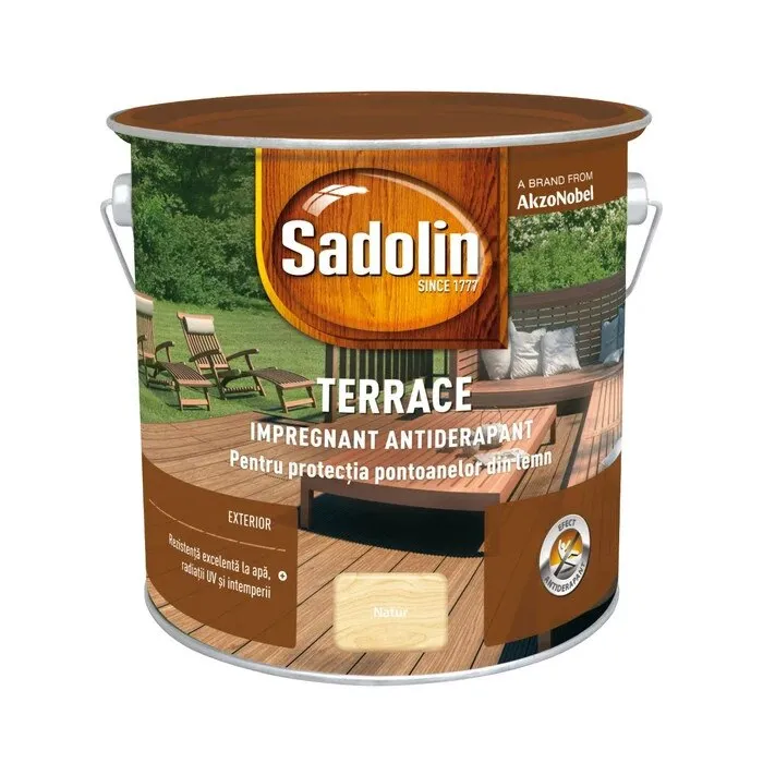 Impregnant pentru lemn Sadolin Terrace, natur, pe baza de solvent organic, exterior, 2.5 L