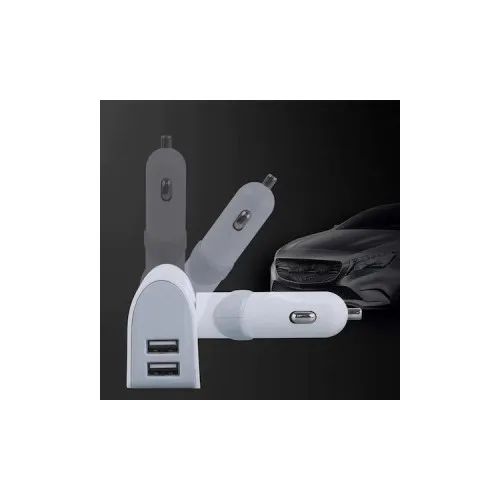 Incarcator auto alb 2 porturi USB 3.1A cu 2 prize bricheta 12V 24V — imaginea 2
