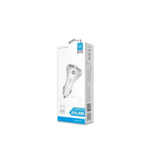 Incarcator auto alb cu 2 porturi USB 2.1A 12V 24V — imaginea 3