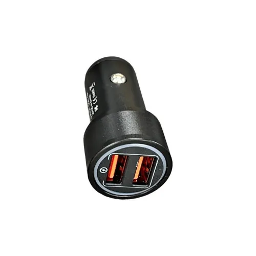 Incarcator auto cu cablu 3 in 1 25W 4.8A 2 porturi USB Fast Charge negru 1.20 m 12V 24V — imaginea 3
