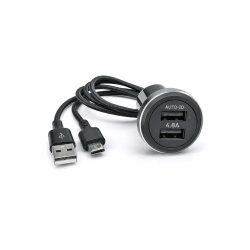 Incarcator auto fast charge Pugan Premium 4.8A 2xUSB cu cablu Micro USB 1 m 12V-24V negru