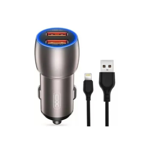 Incarcator auto Smart Quick Charge QC3.0 36W cu 2 USB si cablu Lightning 1 m compatibil iPhone negru