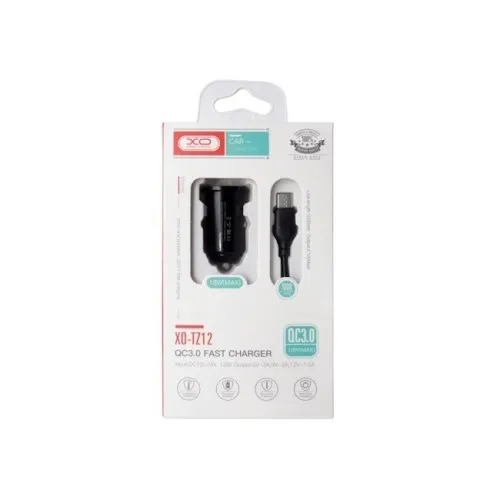 Incarcator auto XO Quick Charge QC3.0 18W cu 1 USB si cablu Type C negru 1 m — imaginea 2
