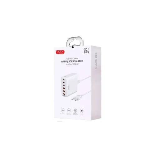 Incarcator retea 75W cu cablu alimentare 1.5 m 6 porturi 3 Type C si 3 USB-A alb — imaginea 3