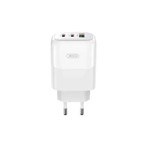 Incarcator retea GaN 65W 3 porturi 2 Type C si USB-A alb