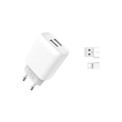 Incarcator retea XO 18W Quick Charge QC 3.0 cu cablu USB-A la Type C alb 1 m