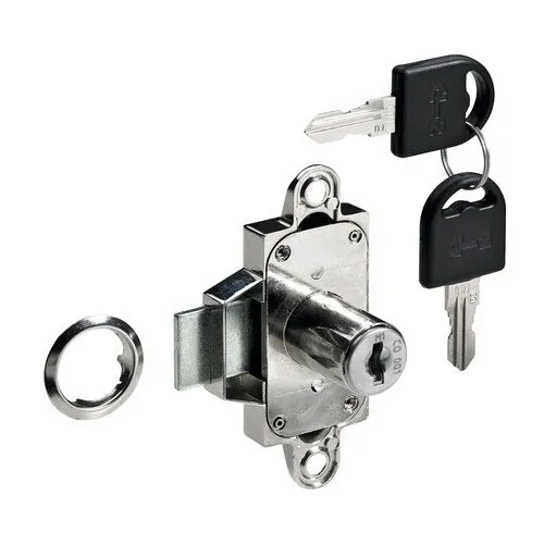 Incuietoare aplicata mobilier Hettich, cilindrica, nichelata, 74x37mm, cilindru O18, cu 2 chei