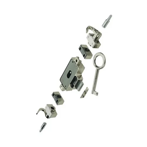 Incuietoare cu carlige rotative, 1 cheie, otel nichelat, 75x28x14, 5mm