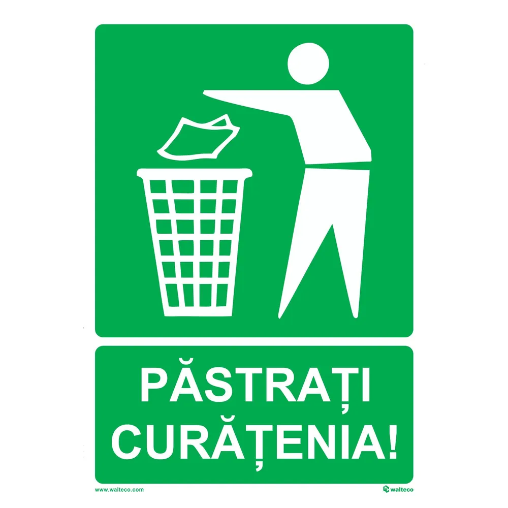Indicator informare "Pastrati curatenia!", adeziv, dimensiune 210 x 297 mm