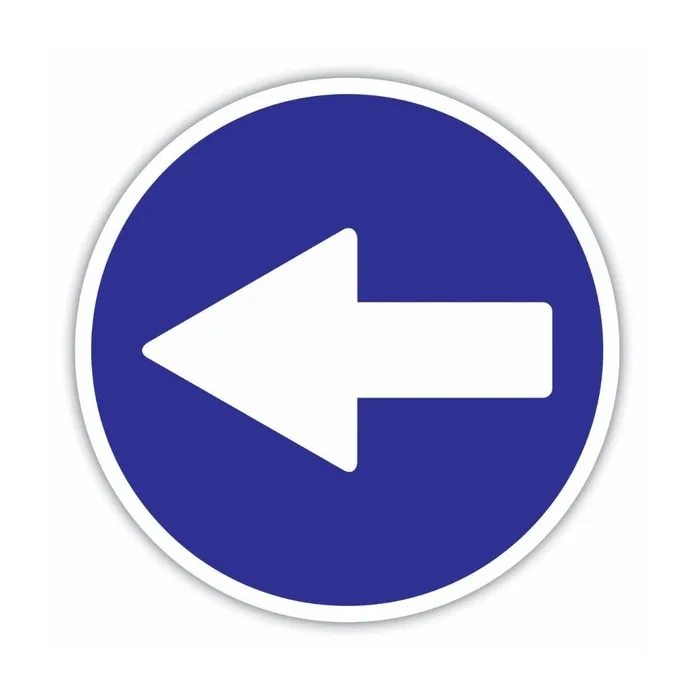 Indicator semnalizare Depasire stanga, autocolant, diametru 12 cm