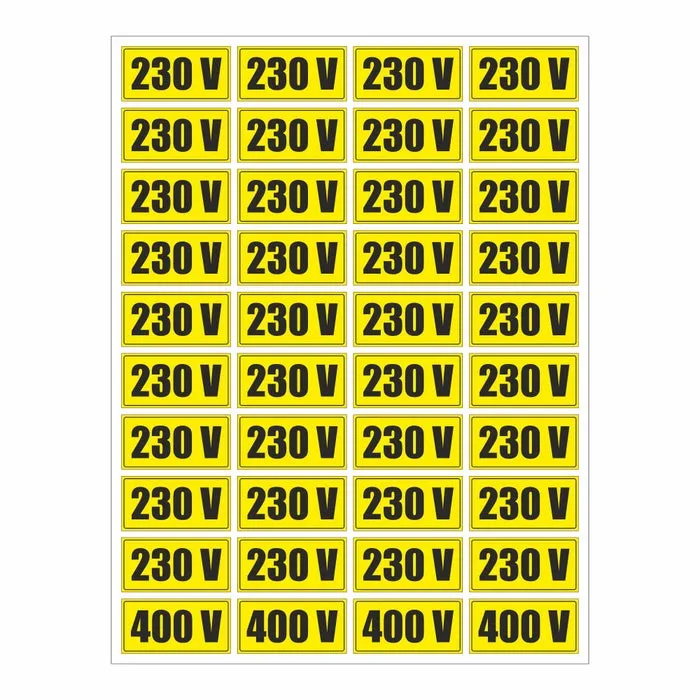 Indicator semnalizare Priza 220/ 400 V, autocolant, 25 x 15 cm