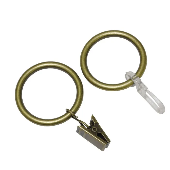 Inel galerie 30027, metal, auriu antic, cu carlig + clema, 10 buc / set