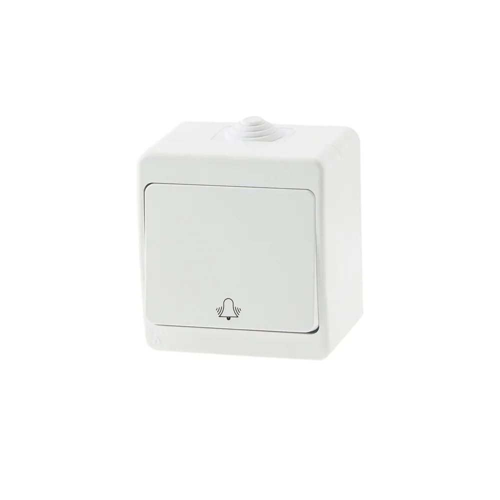 Intrerupator cu revenire Gunsan Nemliyer, pentru sonerie, montaj aplicat, cu led, exterior, IP54, alb