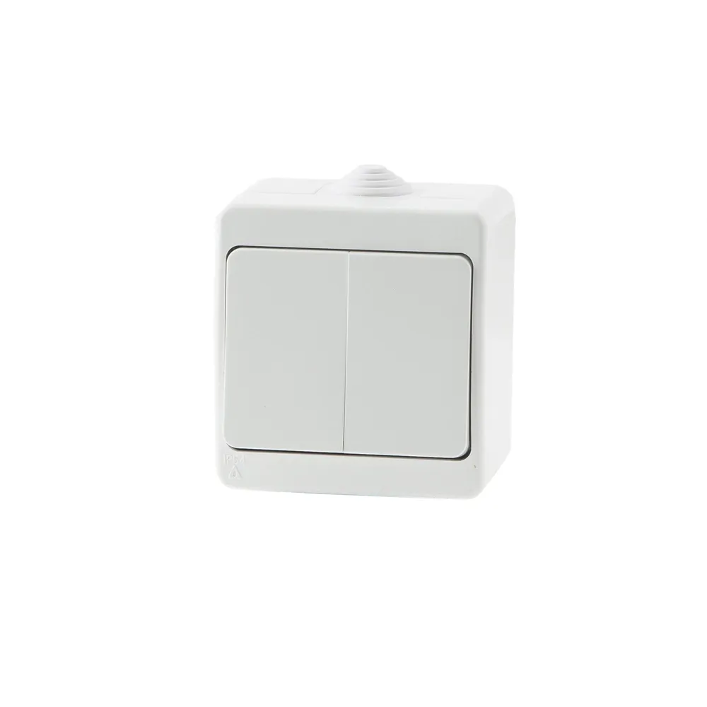 Intrerupator dublu Gunsan Nemliyer, montaj aplicat, exterior, IP54, alb
