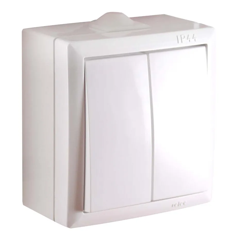 Intrerupator dublu, ReLee, Elegant IMBD E 045372, alb, 81.5x68x45mm
