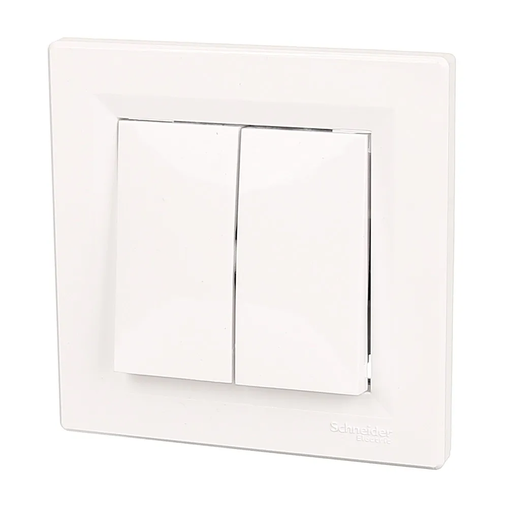 Intrerupator dublu Schneider Asfora, clasic, IP20, alb