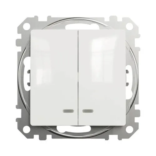 Intrerupator dublu Schneider Sedna Design, cu lumina, alb