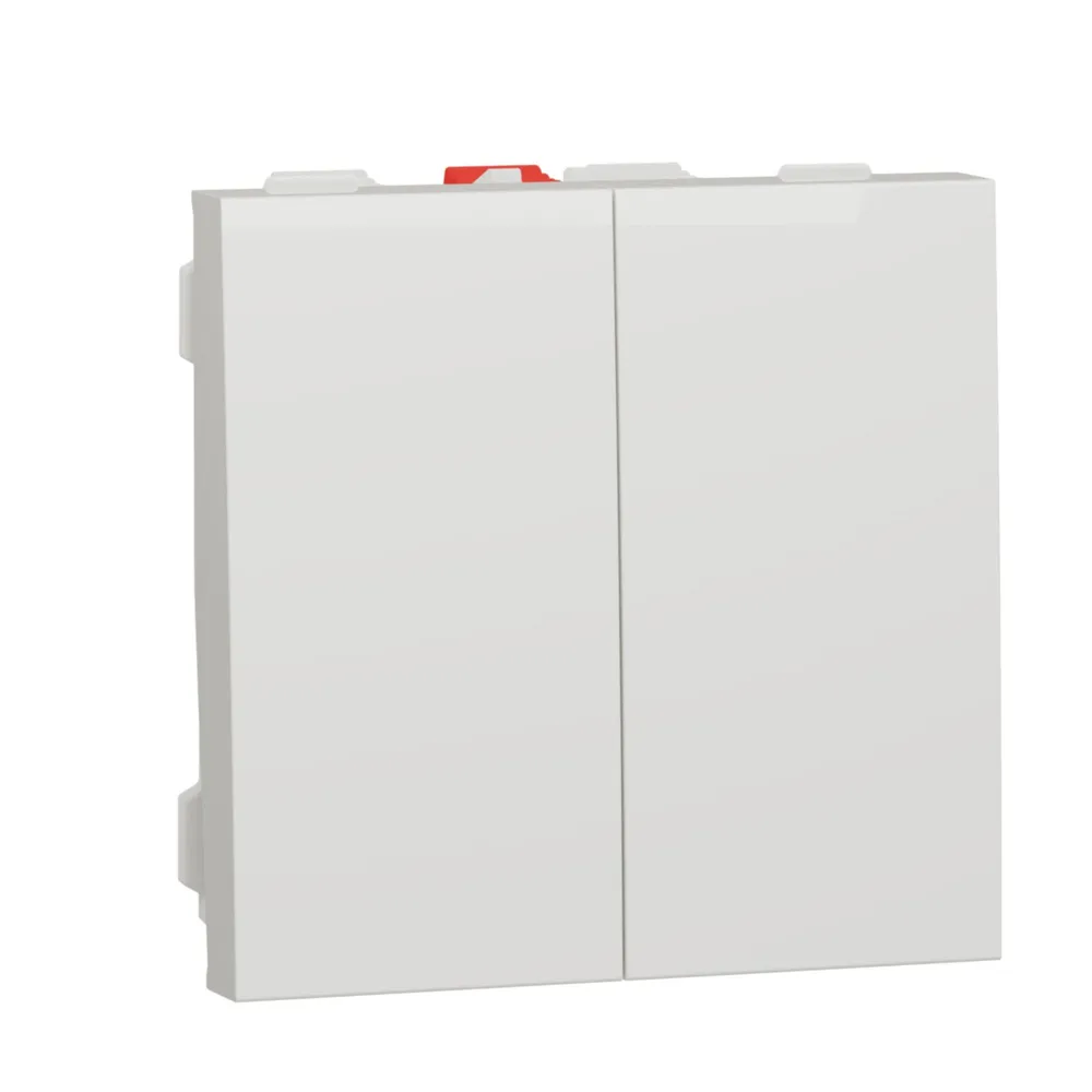 Intrerupator dublu Schneider Unica New, pentru aparataj modular, 2 module, IP 20, alb